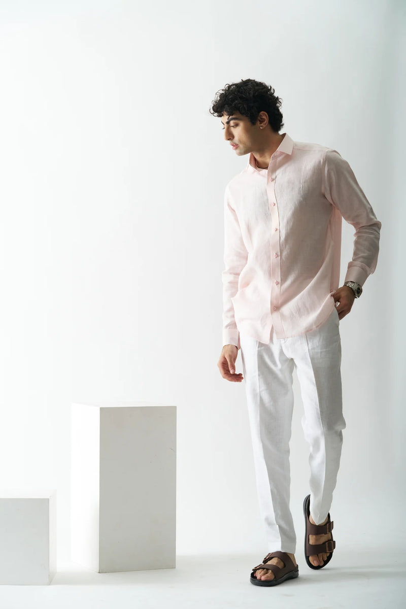 PINK MIST - FULL SLEEVE 100% PURE LINEN SHIRT