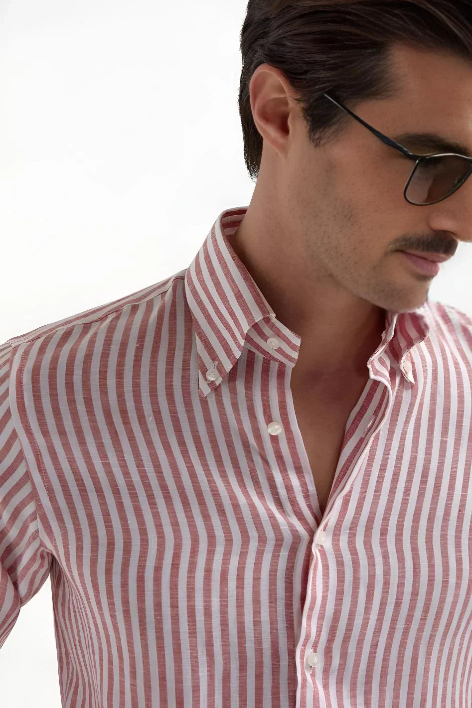 The Monaco Linen Striped Shirt in Amalfi Blue