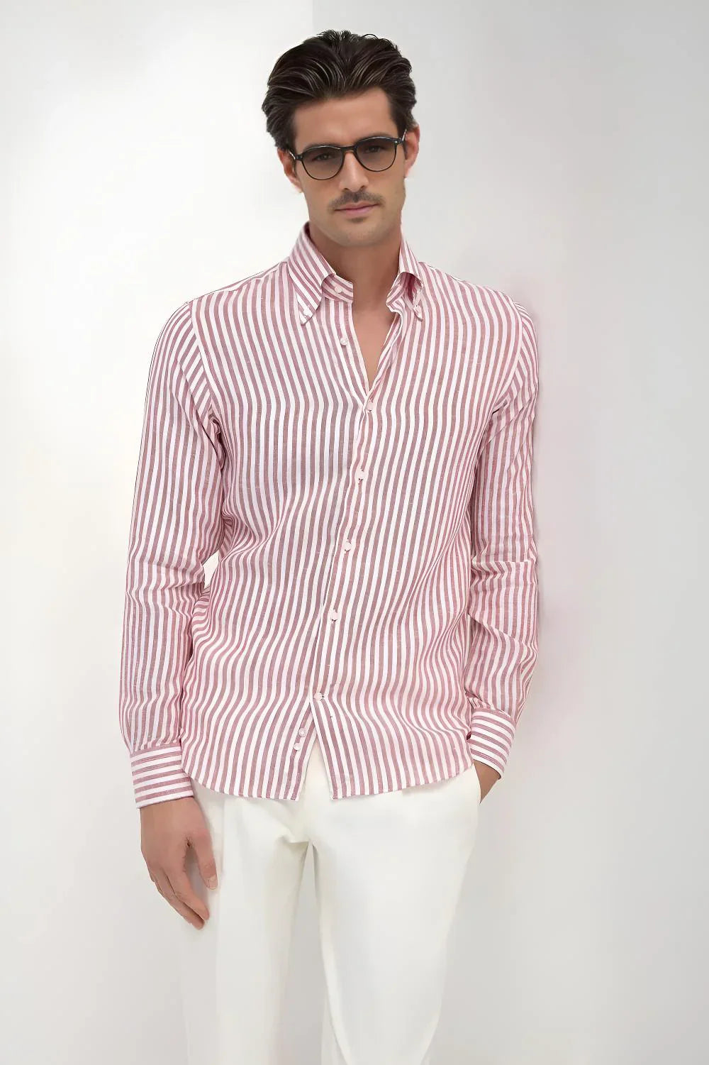 The Monaco Linen Striped Shirt in Amalfi Blue